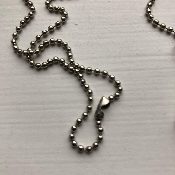 Vintage silver & turquoise stone dog tag necklace - Picture 3 of 7